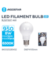 A60 Filament pære 8W E27 6500K - mat hvid