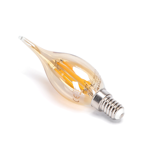 Kertepære med tip filament LED pære C35 - Ravglas 4W E14 2200K