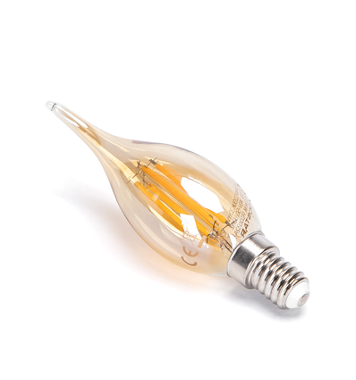 Kertepære med tip filament LED pære C35 - Ravglas 4W E14 2200K