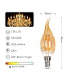 Kertepære med tip filament LED pære C35 - Ravglas 4W E14 2200K