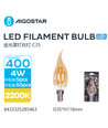 Kertepære med tip filament LED pære C35 - Ravglas 4W E14 2200K