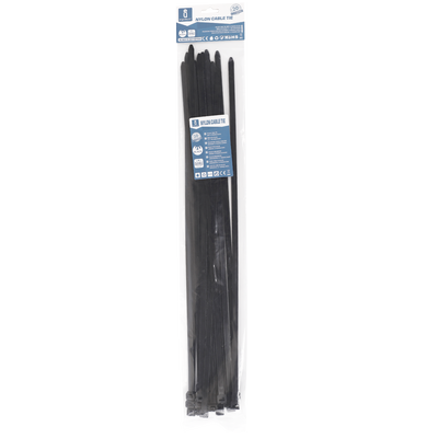 Nylon Kabelbinder - 7.2mm x 450mm, Sort - 20 stk/Pakke