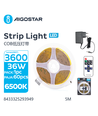 COB Strip Lys 36W 3600Lm 6500K 5m - 3-Knaps Controller & 11-Knaps Fjernbetjening