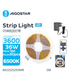 LED COB Strip 36W 3600Lm 6500K 5m - 3-Knaps Controller & 11-Knaps Fjernbetjening