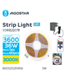 LED COB Strip, 36W, 3600lm, 5m - 3000K, 3-Knap Kontrol & 11-Knap Fjernbetjening