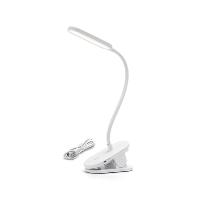 Genopladelig LED Klemmelampe - Hvid, Version 2