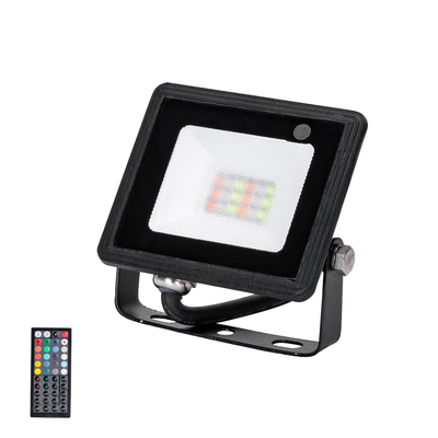 RGB LED Projektør 10W med 44-Knaps Controller & 30cm Ledning - Støbt