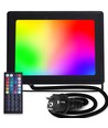 RGB LED Projektør 50W med 44-Knaps Controller - 150cm Ledning, Støbt Stik