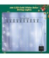Solcelle LED lysgardin, Kold Hvid, 3M+1Mx1M - 100LED - 10 Snore - Grøn/Sort Ledning - 8 Blinkende Mønstre - IP65