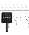 Solcelle Lyskæde Istap, Kold Hvid, 3M+5M*0.6M, 100LED - 25 Kæder, Grøn/Sort Ledning, 8-Blink, IP65