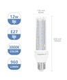 Aigostar LED B5 T3 2U 12W, E27 fatning - 3000K, Sæt af 5 stykker