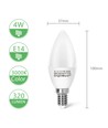 Aigostar LED-lampe 5 styk, A5 C37 4W - E14 fatning, dagslys 3000K