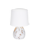 Hvid Keramik Bordlampe med Sort Lampeskærm og Guldmarmor Base - E14 (Pære Ekskluderet)