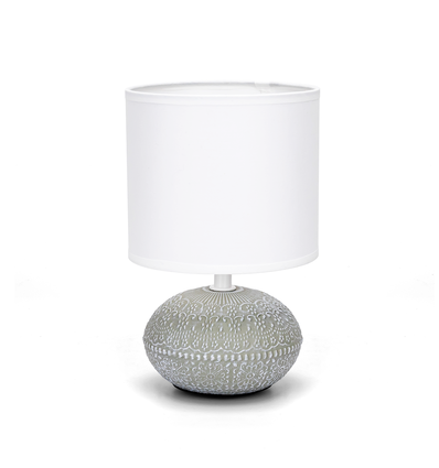 Keramik Bordlampe - Hvid Skærm/Lys Cyanblå Base E14 (01) - Pære Ikke Inkluderet