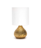 Keramik Bordlampe - Hvid Lampeskærm, Gylden Fod - E14 Pære (Ikke Inkluderet)