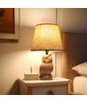 Uglebase Keramisk Bordlampe - Beige med Hvid Lampeskærm (Pære Ikke Inkluderet)