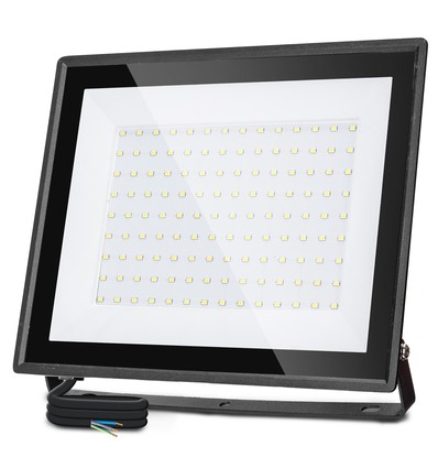 LED Projektør 100W - 6500K - Sort Støbt Aluminium - 25cm Ledning