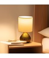 Hvid Keramisk Bordlampe med Gylden Fod - E14 (Pære Ikke Inkluderet)