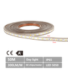 LED Lysstrip flad, 50m - 6500K dagslys, 60 LEDs/m, IP65, Plug & Play