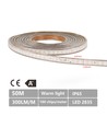 LED Strip Lys 2835-180, Varmt Hvidt, 50m, 8mm, 230V