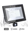 LED Sensor Slim Projektør 100W 6500K - Støbt Aluminium