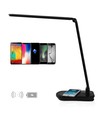 LED Bordlampe TOUCH08 - 8W, Sort, Farvetemperatur 6500-2700K, med USB-opladningsstik & Trådløs Mobilopladning