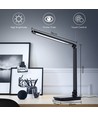 LED Bordlampe TOUCH08 - 8W, Sort, Farvetemperatur 6500-2700K, med USB-opladningsstik & Trådløs Mobilopladning