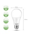 Matteret glas LED Pære E27 12W - 6500K 5 stk. Stor spredning