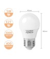 LED A5 G45 med Stor Spredning - E27, 4.9W, 3000K - 10 stk.