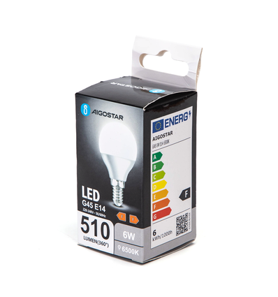 LED A5 G45 - Stor Spredning - E14 6W 6500K