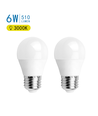 LED A5 G45 - Stor Spredning - E27 6W 3000K - Dobbelt-Pakke