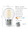 LED Filament G45 E27, 6W, 2700K, Klar