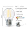 LED Filament pære G45 E27 - 6W, 2700K, Klar