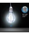 LED Filament pære A60, E27, - 4W, 6500K, Klar