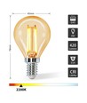 LED Filament pære G45 E14 4W 2200K Amber