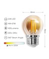 LED Filament pære G45 E27 4W 2200K Amber