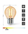 LED Filament pære G45 E27 4W 2200K Amber