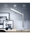 LED Bordlampe - Sølv, 5W, 3000-6500K (Berøringsdæmpning, USB-Opladningsstik & Trådløs Mobilopladning)