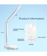 LED Bordlampe - Sølv, 5W, 3000-6500K (Berøringsdæmpning, USB-Opladningsstik & Trådløs Mobilopladning)