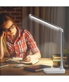 LED Bordlampe - Sølv, 5W, 3000-6500K (Berøringsdæmpning, USB-Opladningsstik & Trådløs Mobilopladning)