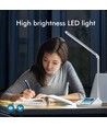 LED Bordlampe - Sølv, 5W, 3000-6500K (Berøringsdæmpning, USB-Opladningsstik & Trådløs Mobilopladning)