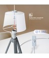 Harzlamp Bordlampe E14-01 - Hvid Lampeskærm, Grå Fod