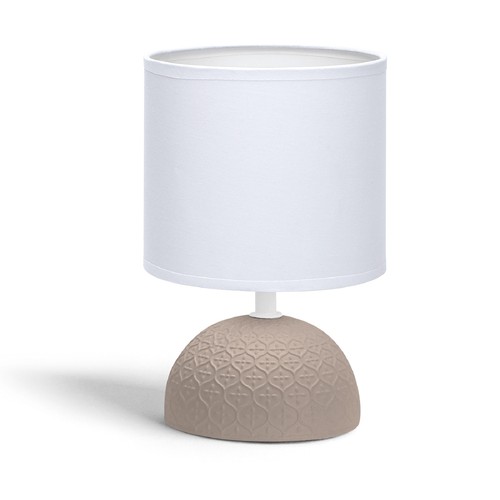 Keramisk Bordlampe E14-02 - Hvid Lampeskærm & Brun Fod