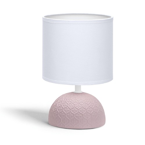 Keramisk Bordlampe E14-02 med Hvid Skærm og Pink Fod