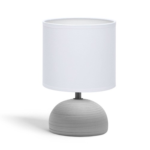 Keramik Bordlampe E14-03 - Hvid Lampeskærm, Grå Fod