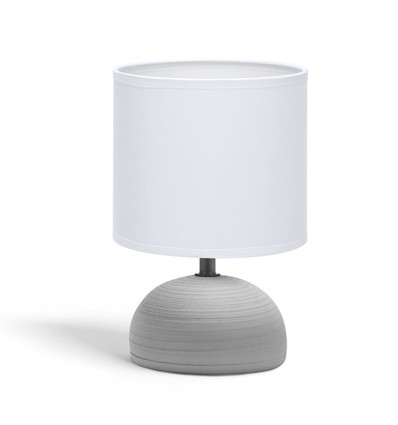 Keramik Bordlampe E14-03 - Hvid Lampeskærm, Grå Fod