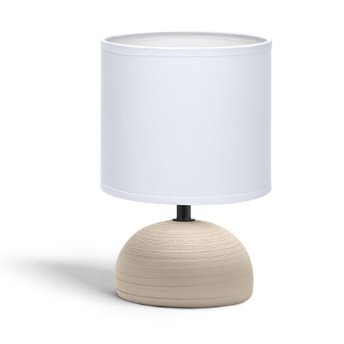 Keramik Bordlampe - E14, Ø3, Hvid Lampeskærm, Brun Base