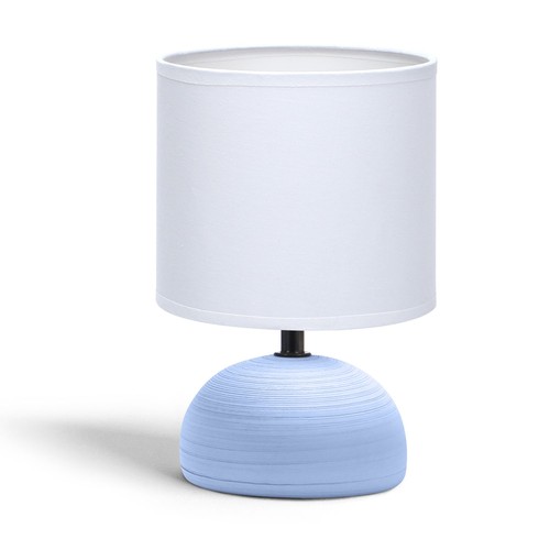 Keramik Bordlampe E14-03 med Hvid Skærm og Blå Fod