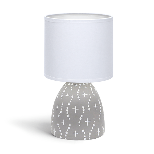 Keramik Bordlampe E14-05 - Hvid Lampeskærm, Grå Fod