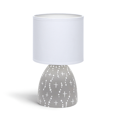 Keramik Bordlampe E14-05 - Hvid Lampeskærm, Grå Fod